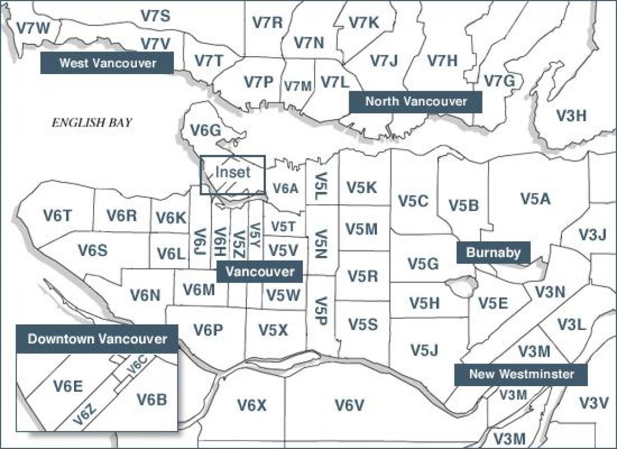 Vancouver island kody pocztowe mapie
