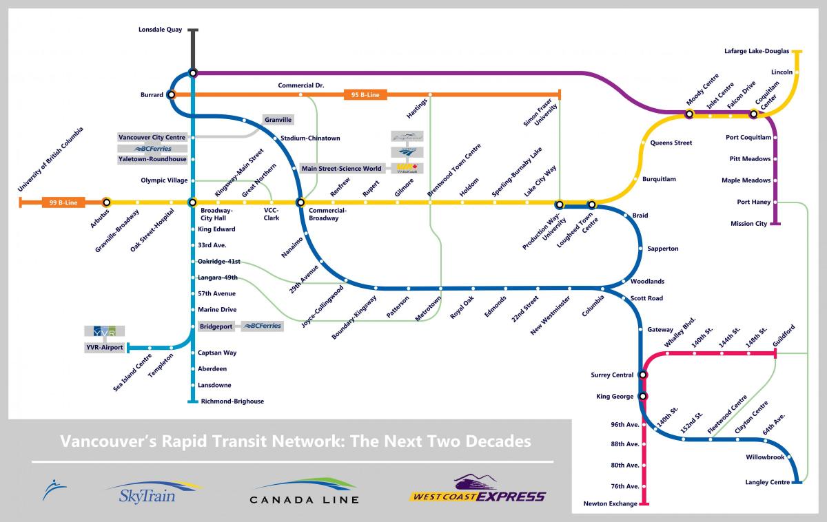 Mapa Vancouver LRT 