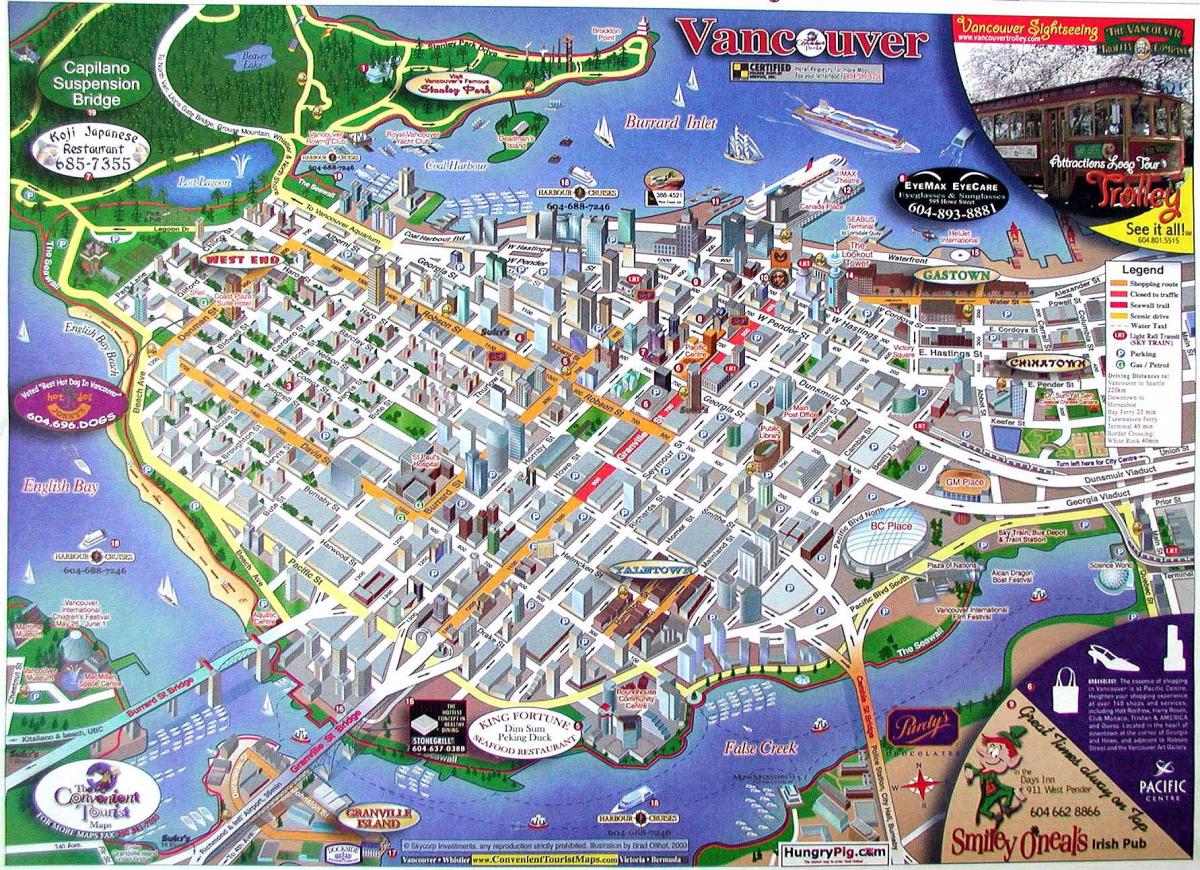 mapa Vancouver, Kolumbia Brytyjska, Kanada