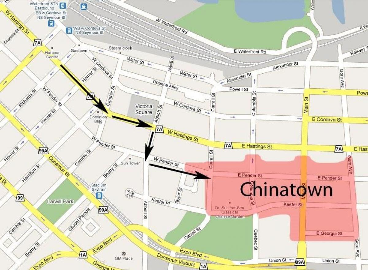 Mapa Chinatown W Vancouver