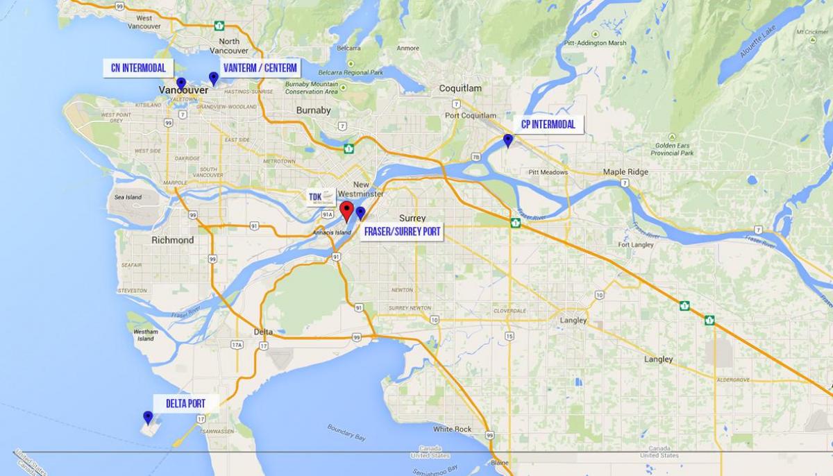 Mapa Delta Vancouver