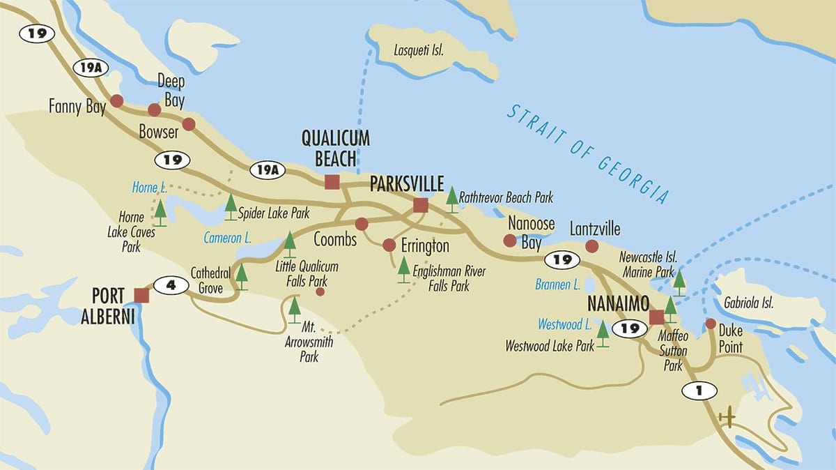 Mapa głębokie zatoki wyspy Vancouver 