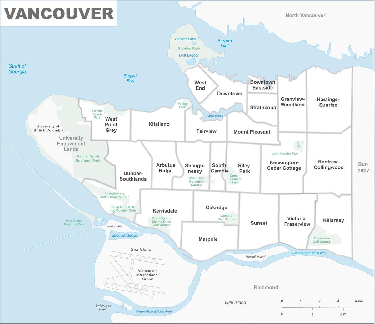 w aglomeracji Vancouver mapie