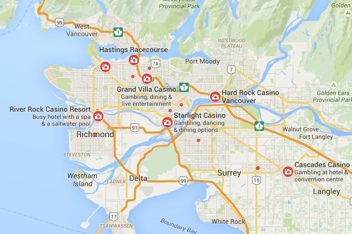 Mapa Vancouver kasyno