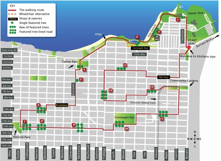 Mapa Китсилано w Vancouver
