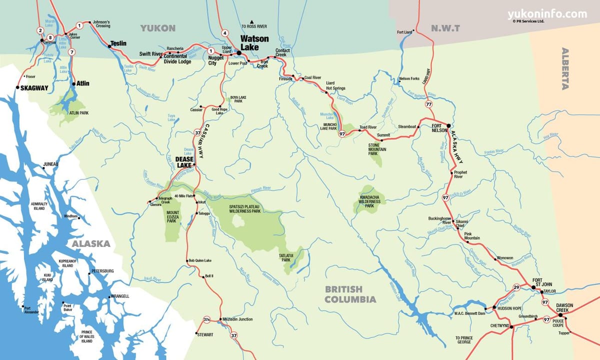 Mapa południowej części Kolumbii Brytyjskiej