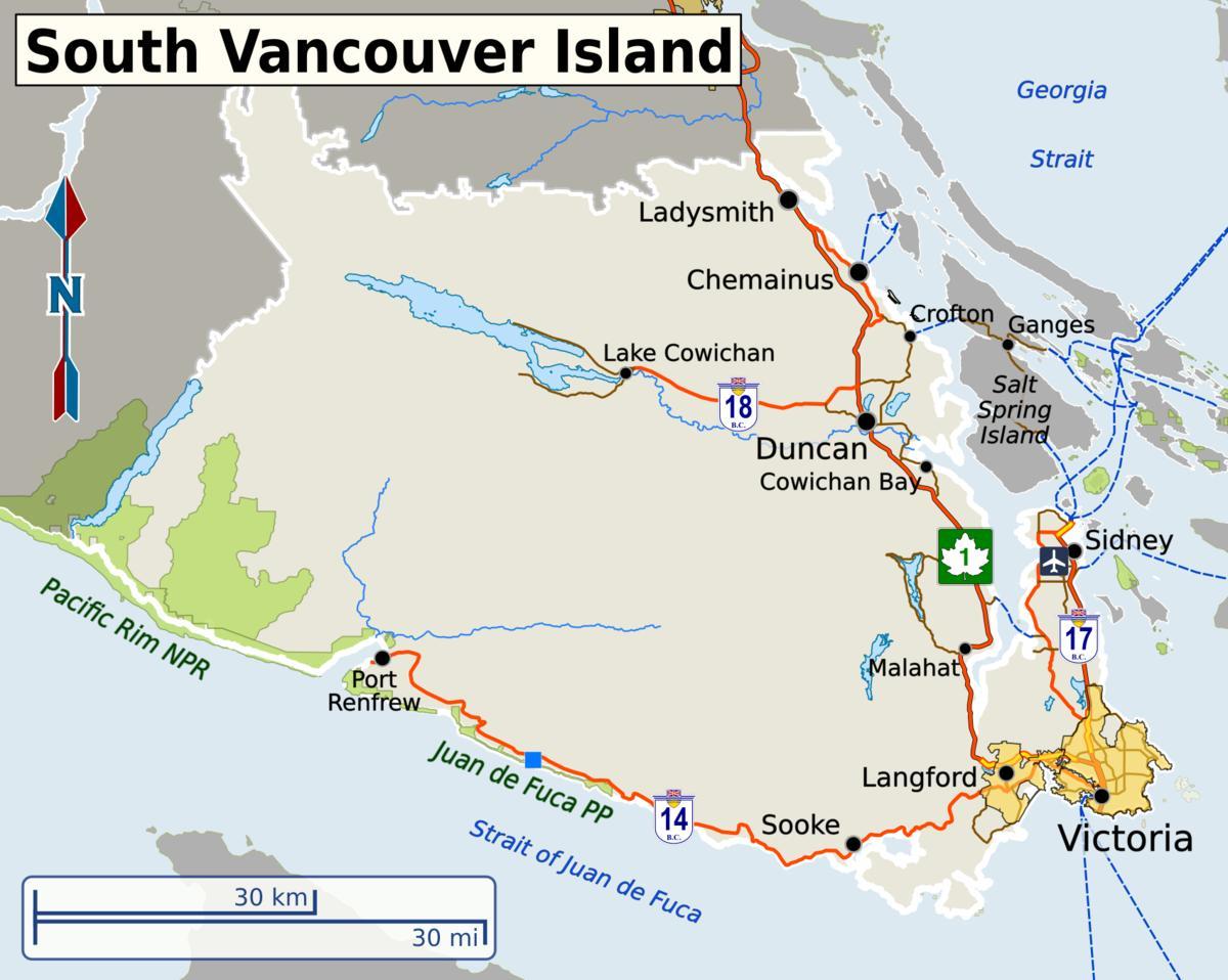 Południowo-Vancouver mapa
