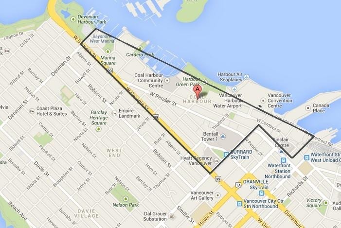 Mapa Węgla portu w Vancouver