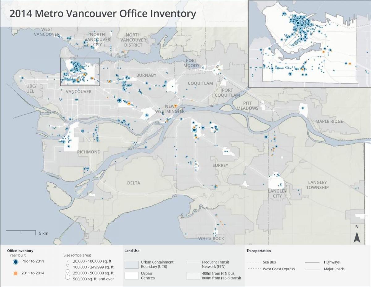 metro Vancouver kolei miejskiej mapie