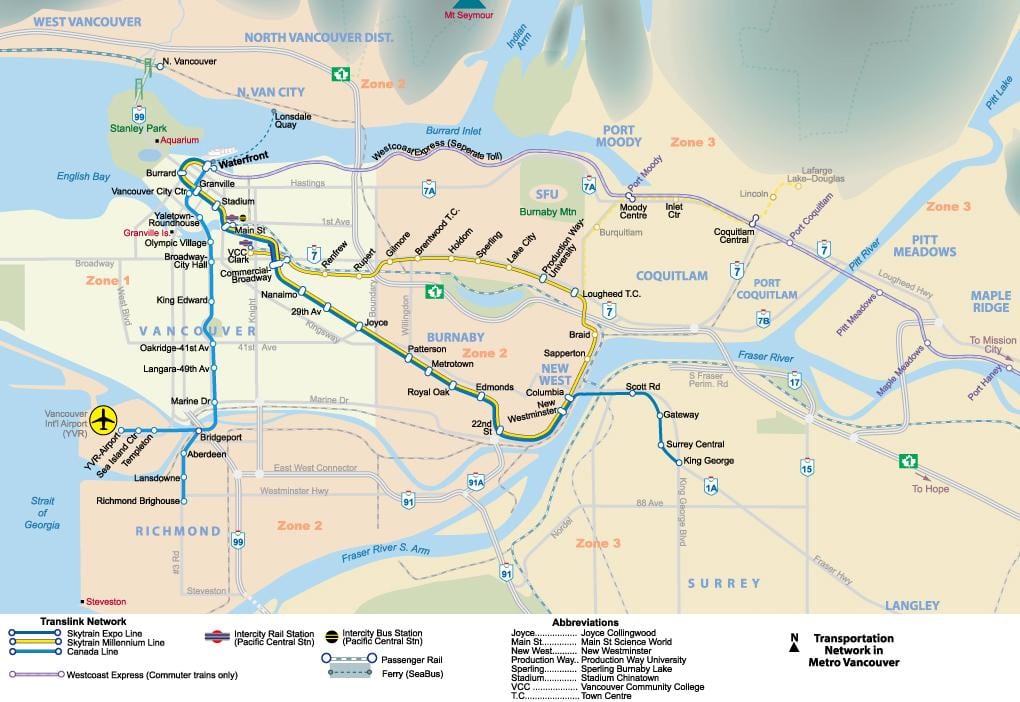 metro Vancouver mapa