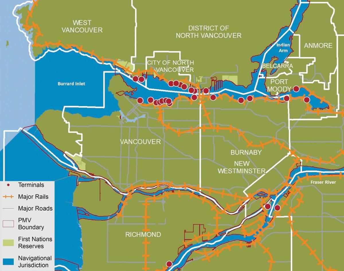 Mapa miasta North Vancouver