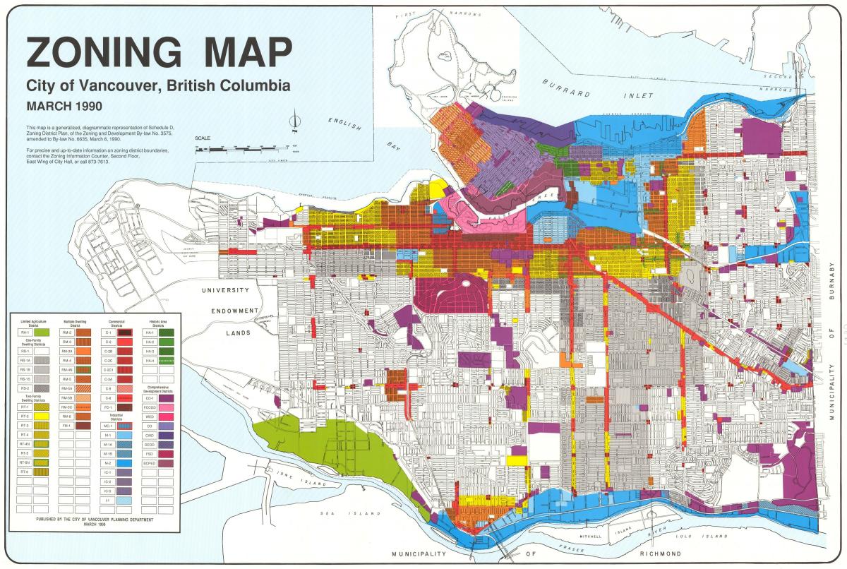 Zachód Vancouver zagospodarowania przestrzennego mapie