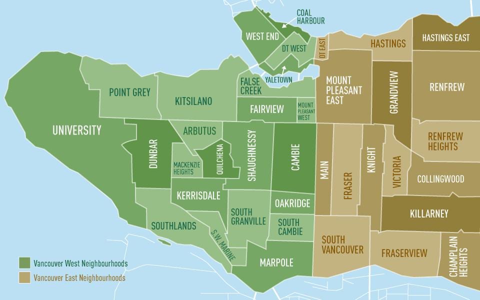 Mapa okolic Vancouver