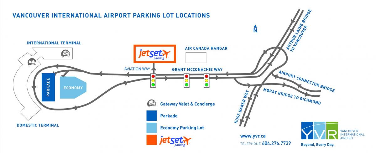 Vancouver mapa parkingów lotniska 