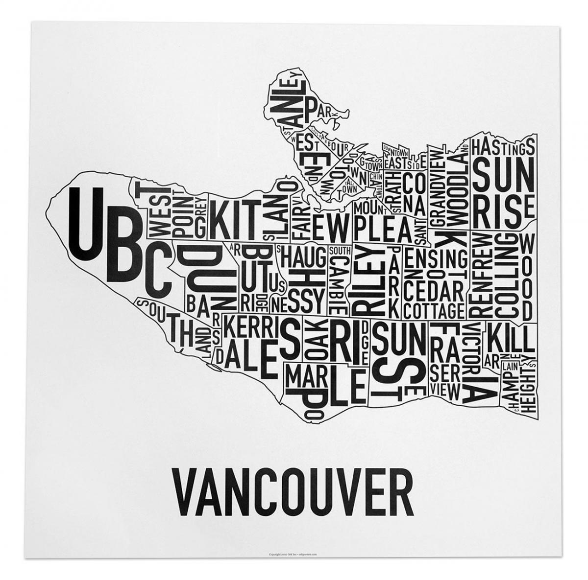Mapa plakat Vancouver 