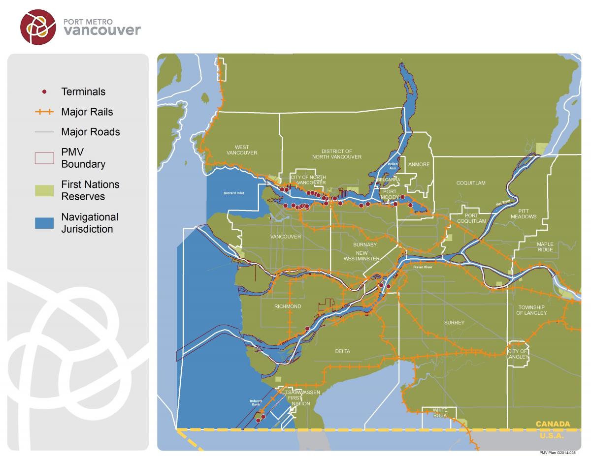 Mapa port metro Vancouver