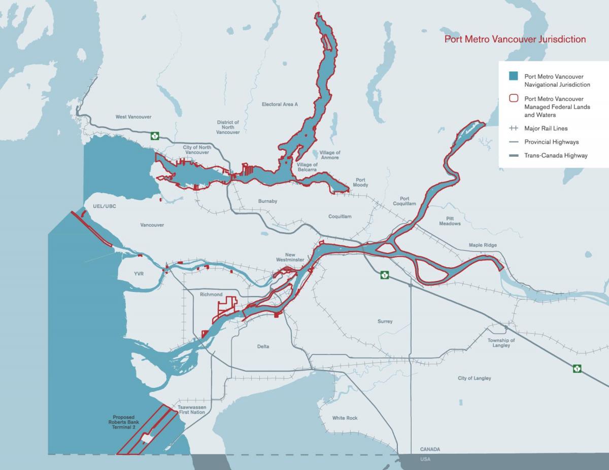 Mapa port w Vancouver 