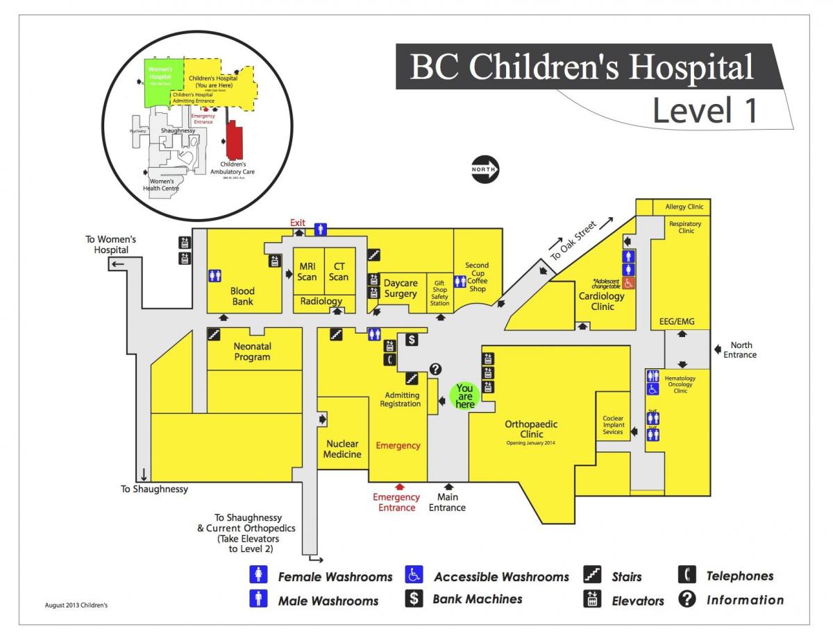 Mapa szpital dziecięcy Vancouver