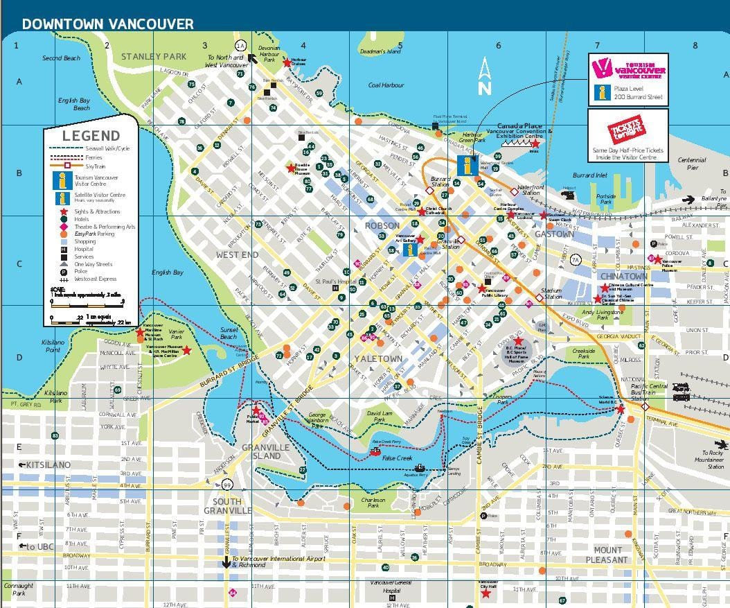 Vancouver Kanada zabytki mapa