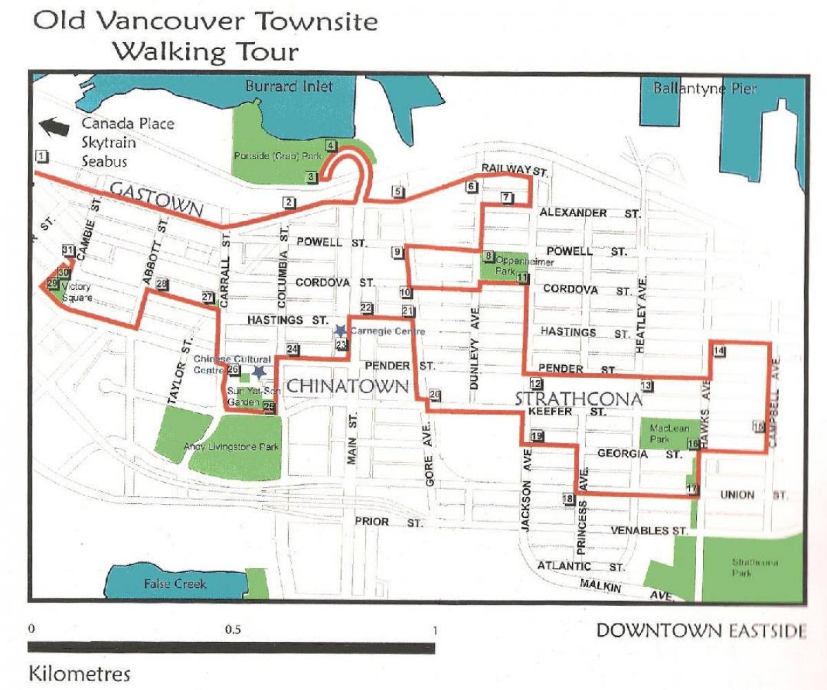 piesza wycieczka Vancouver mapa