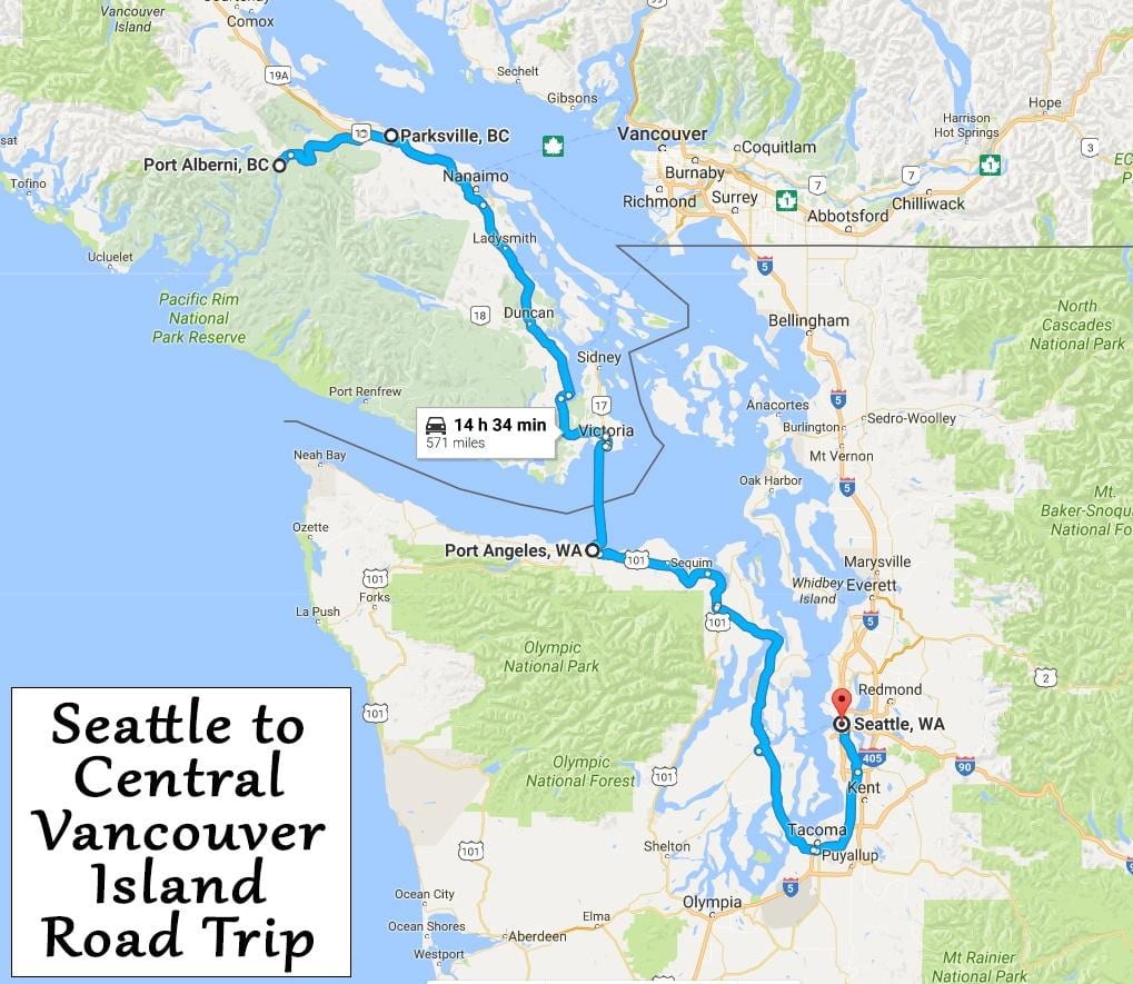 Mapa wyspy Vancouver wycieczkę