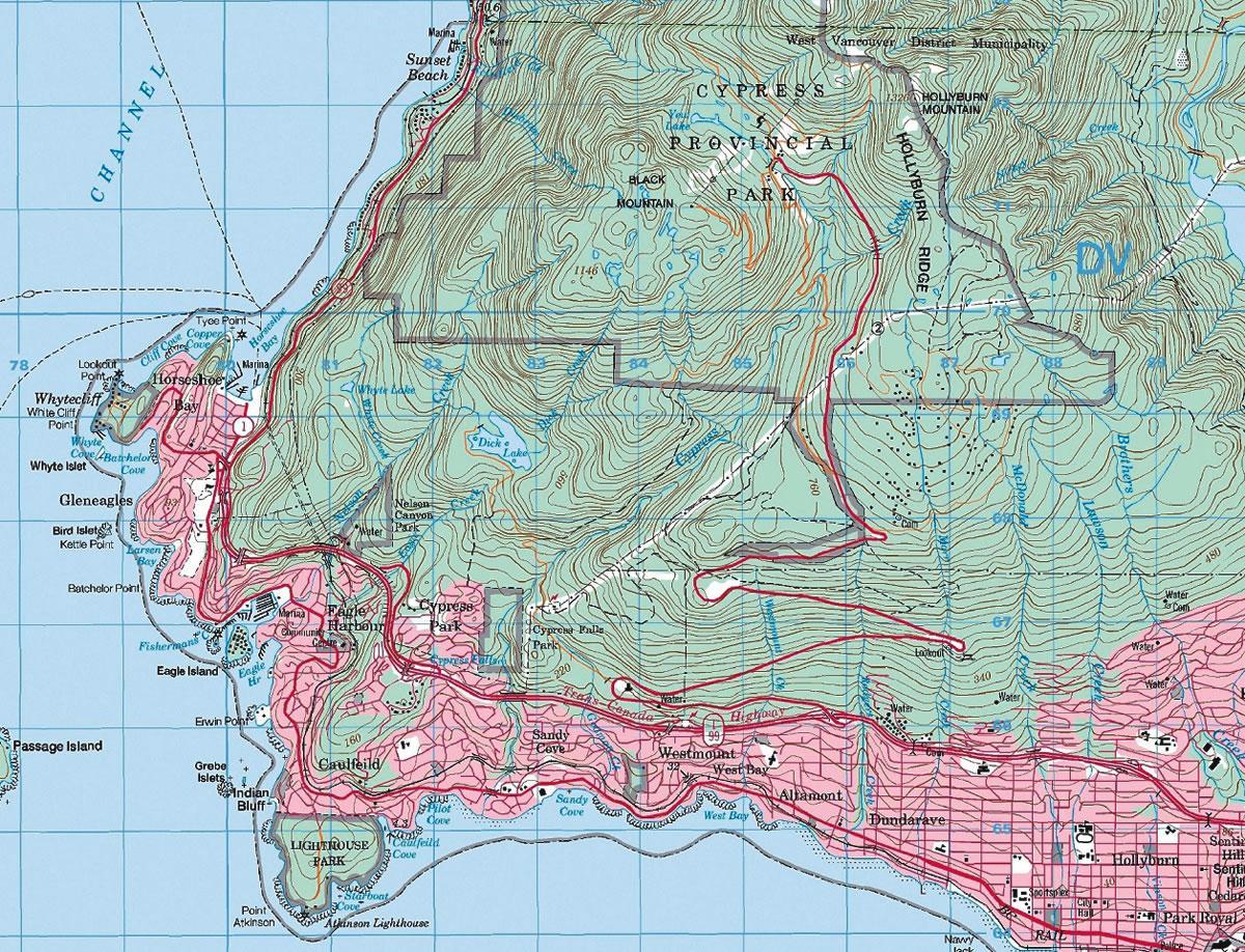 Mapa topograficzna w Vancouver