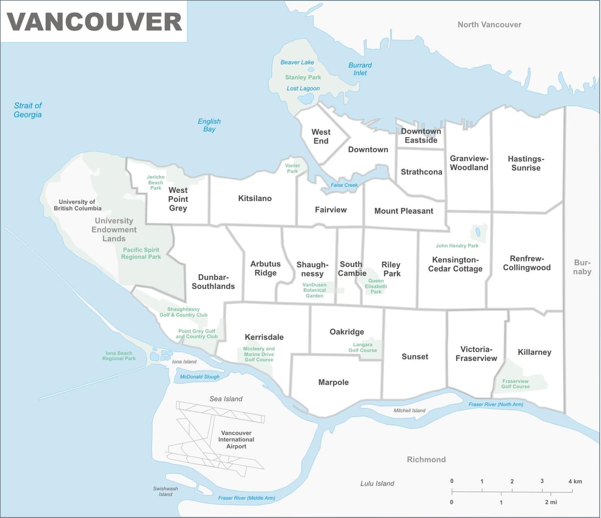 Mapa nieruchomości w Vancouver 