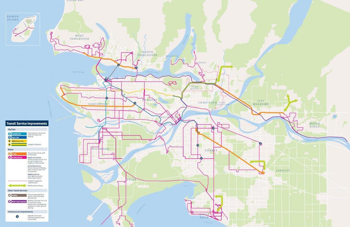 system transportu w Vancouver mapie