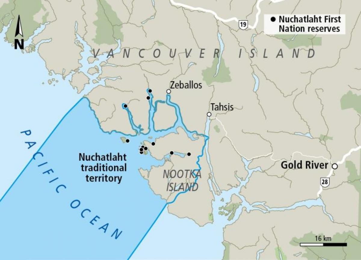 Mapa wyspy Vancouver pierwszych narodów