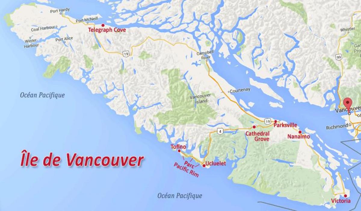 Mapa wyspy Vancouver złoto ubiegać się 