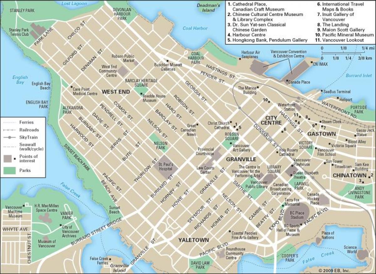 mapa West End w Vancouver bc