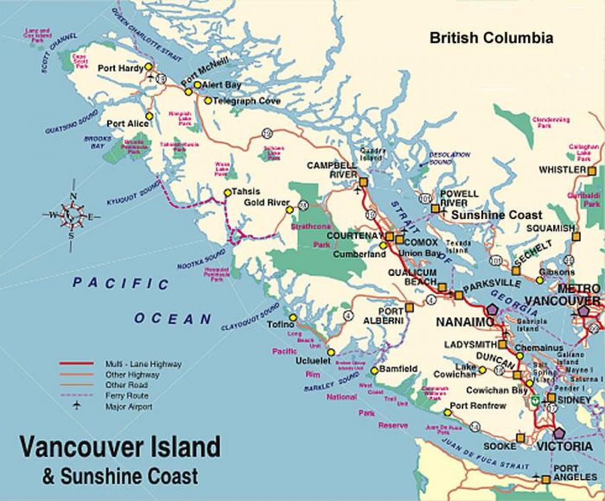 kemping Vancouver Island mapa