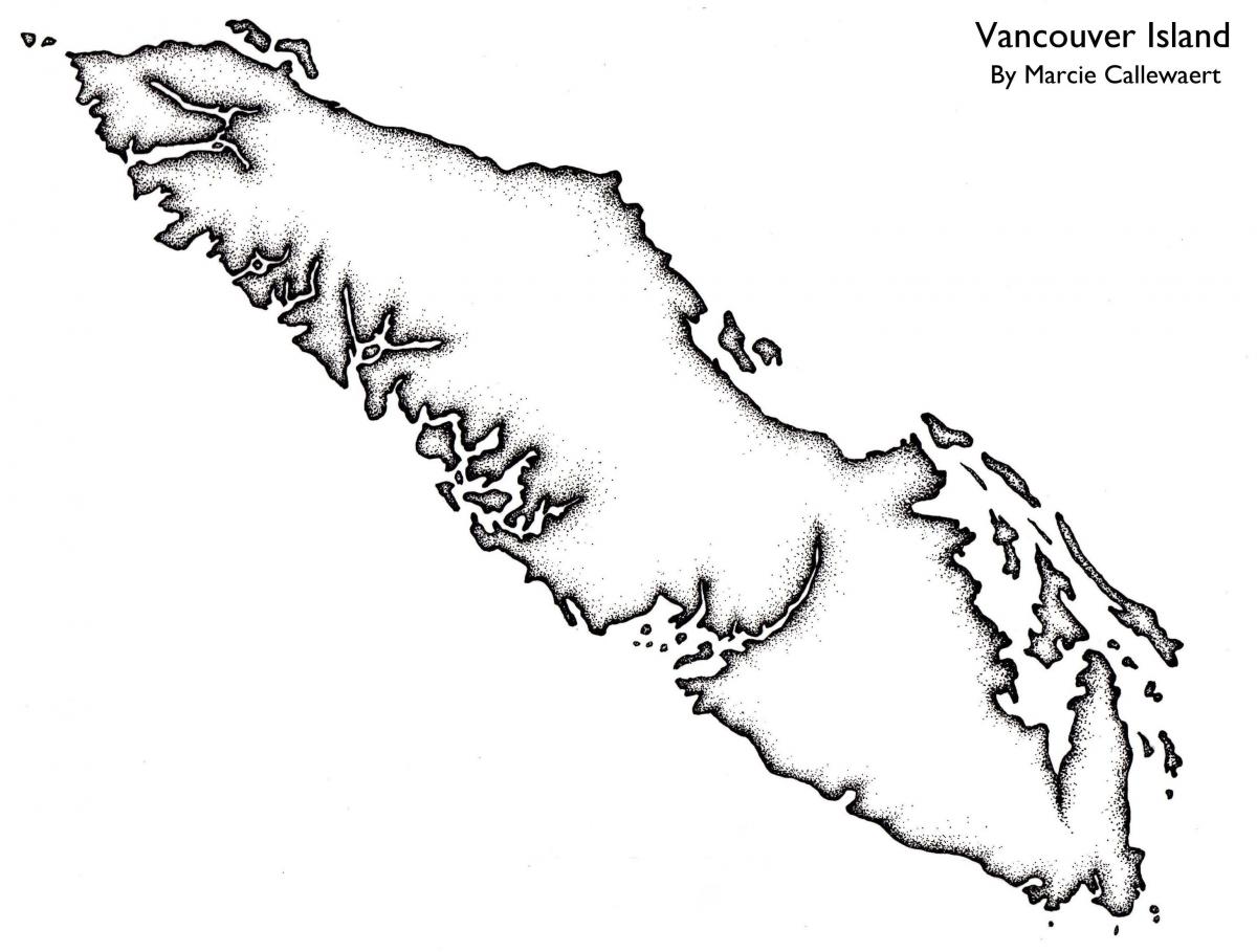 Mapa wyspy Vancouver zarys