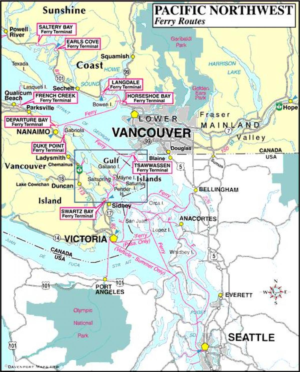 Vancouver wyspa tras promowych na mapie