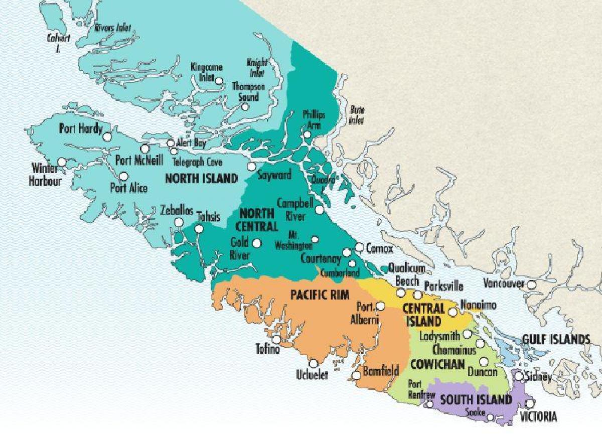 Mapa wyspy Vancouver winnic