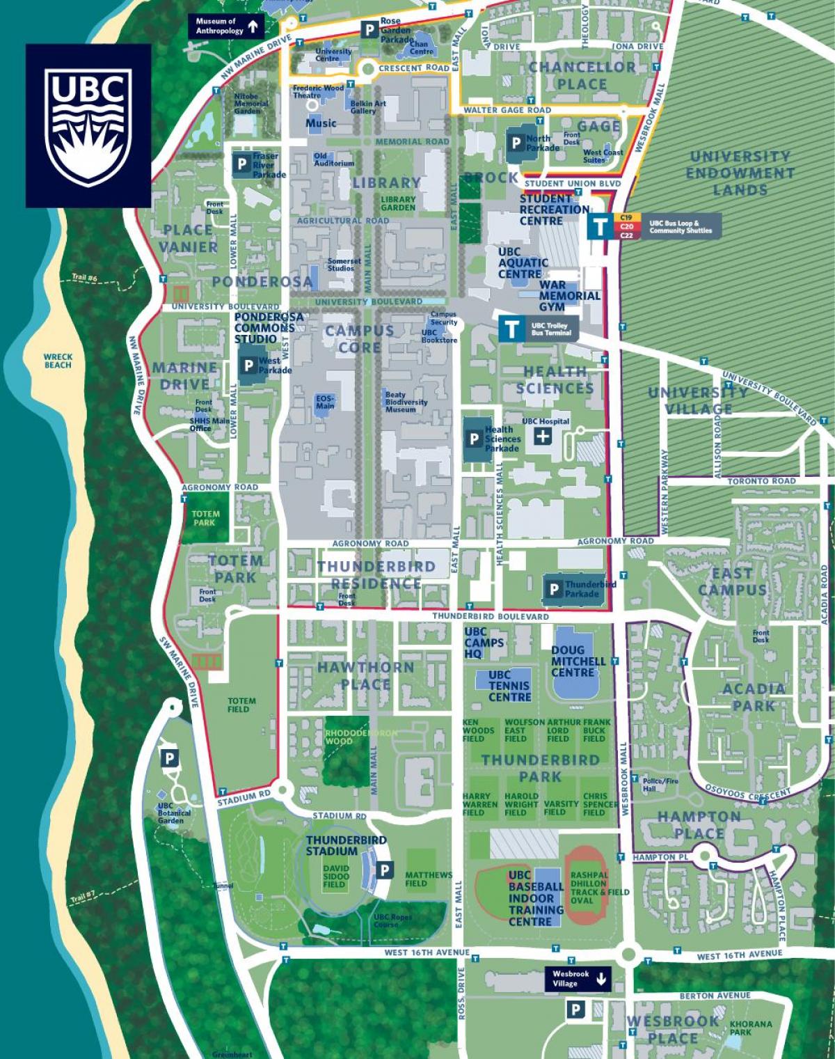 УБК mapie kampusu w Vancouver 