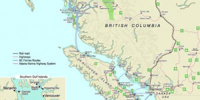 Promy Vancouver w Vancouver wyspa na mapie