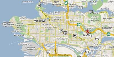 Mapa Vancouver, Burnaby