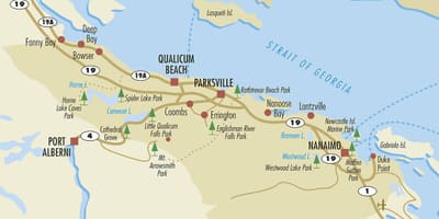 Mapa głębokie zatoki wyspy Vancouver 