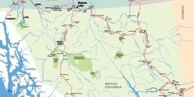 Mapa południowej części Kolumbii Brytyjskiej