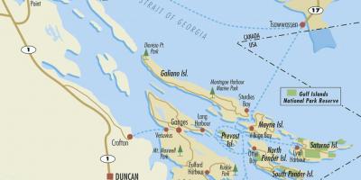 Mapa wyspy w zatoce perskiej Kolumbia Brytyjska, Kanada