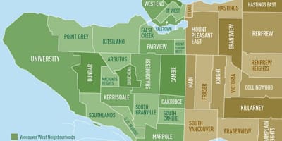 Mapa okolic Vancouver 