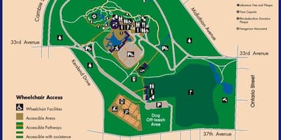 Mapa park królowej Elżbiety w Vancouver