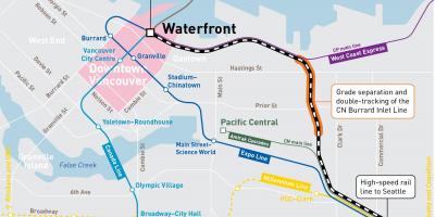 Mapa zbiornika kolejowego w Vancouver