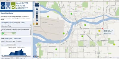 Mapa trajektorii lotu Vancouver 