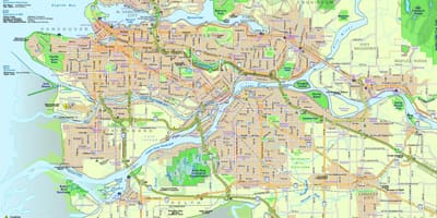 Mapa Vancouver drodze