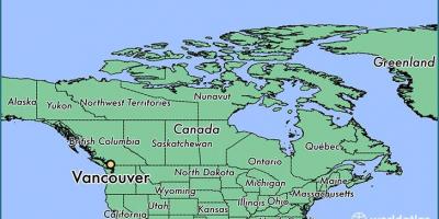 Kanada mapa pokazuje Vancouver