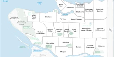 Mapa dzielnic Vancouver