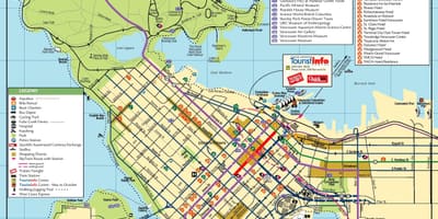 Vancouver zabytki mapa