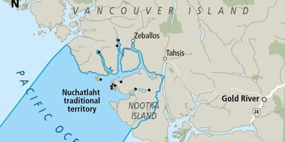 Mapa wyspy Vancouver pierwszych narodów